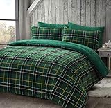 LJ Luxuriöses Bettbezug-Set, kariert, Teddy-Fleece, superweich, warm, gemütlich, Sherpa-Fleece, Bettbezug-Sets (grün, Einzelgröße)