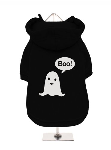 "Halloween: Ghost Boo." UrbanPup Hunde Sweatshirt (schwarz/Spiegel Silber)