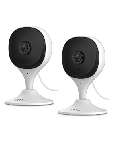 Imou Home Security Kamera 2 Pack 1080P Babyphone mit Nachtsicht, 2-Wege-Audio, menschliche Erkennung, Tonerkennung, Plug in WiFi Innenkamera Hundekamera mit App, 2.4G Wi-Fi, funktioniert mit Alexa