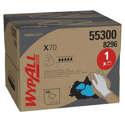 WypAll X70 Reinigungstücher 8296 – 1 BRAG Box mit 200 weißen, 1-lagigen Tüchern