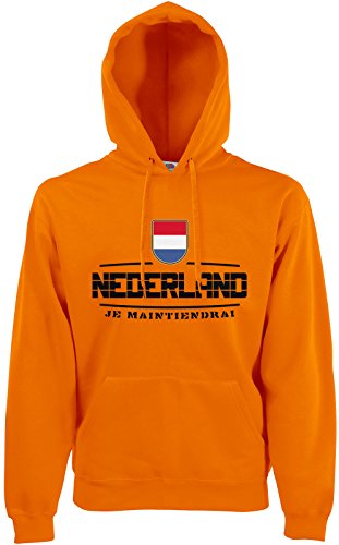AkyTEX Niederlande Nederland Fan-Hoodie EM-2021 Kapuzenpullover Orange XL