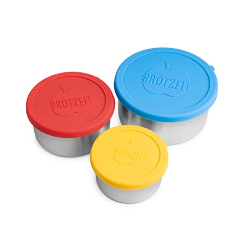 Brotzeit Lunchbox 3er Set mit Silikondeckel - 3-teilige Edelstahl Container - dicht verschliessbar