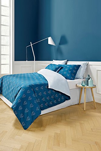 De Witte Lietaer Illuminati Bettwäsche und Bettbezug und Kissenbezüge, Baumwolle, Blau, 260 x 220 cm