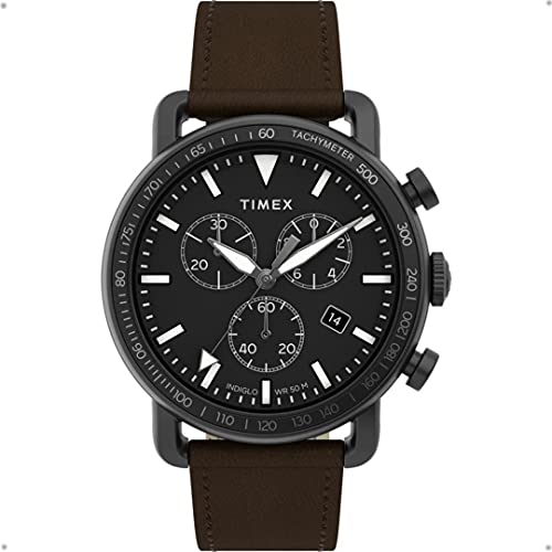 Timex Men's Chronograph Quarz Uhr mit Leder Armband TW2U02100