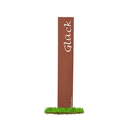 prima terra Glück Gartenstele Edelrost Stele Dekoration Gartendekoration Deko Garten H=120cm B=20cm