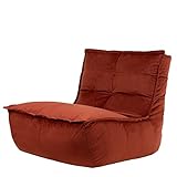 Icon Sitzsack-Liege „Dolce“, Terrakotta, Samt, XXL Sitzsack Sessel für Erwachsene, Riesensitzsack mit Füllung für das Wohnzimmer, Sitzsack Groß Plüsch