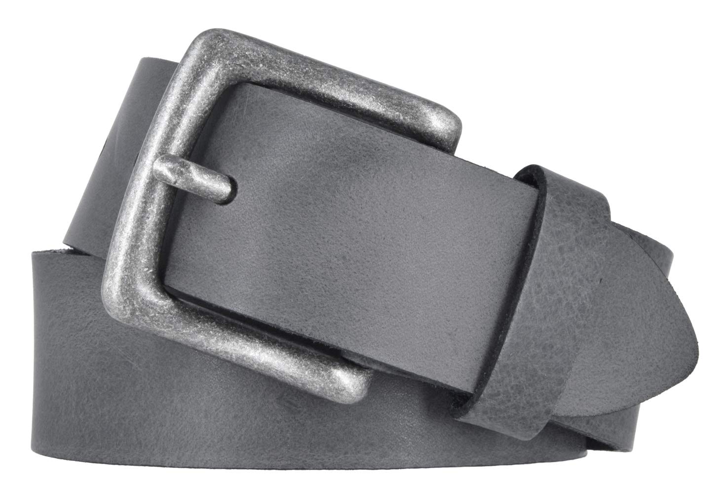 Mytem-Gear Leder Gürtel 4 cm Jeansgürtel Ledergürtel Herren und Damen kürzbar (110 cm, Grau (Ledergürtelschlaufe))