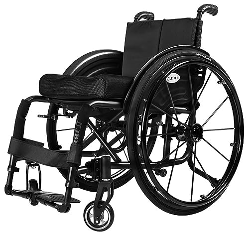 Selbstfahrender Manueller Rollstuhl, Superleichter, Zusammenklappbarer Rollstuhl Mit Aluminiumrahmen Und Armlehne, Schwingende Beinstütze Bequemer Ergonomischer Sportrollstuhl A,36