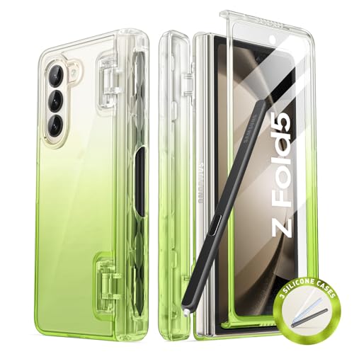 i-Blason Cosmo für Samsung Galaxy Z Fold 5 Hülle mit Stifthalter, Stoßfest Handyhülle Bumper Case Schlank Schutzhülle Cover mit integriertem Displayschutz (Grün)