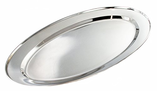 Buckingham Oval Platte, Serviertablett, Tablett, oval, Teller, Fleisch-Platte, Servierplatte, Edelstahl, 45 cm