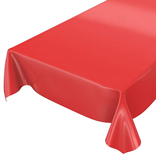 ANRO Wachstuchtischdecke Wachstuch abwaschbare Tischdecke Uni Glanz Einfarbig Rot 240x140cm eingefasst