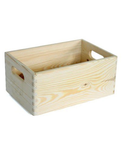 IMPWOOD Allzweckkiste mit Tragegriffen ca.29x20x13 cm Stapelbare Holzkiste aus Naturholz - Aufbewahrungskiste Dekokiste zum Basteln Küchenbox Spielzeugkiste Holzkiste Ordnungsbox