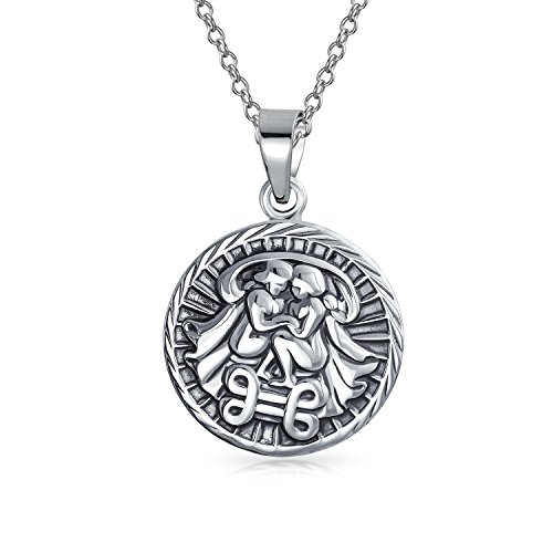 Zwillinge Sternzeichen Astrologie Horoskop Runde Medaillon Anhänger Für Männer Frauen Halskette Antik Sterling Silber