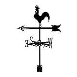 NIZEAMI Wetterfahne in Form eines Hahns - Silhouette der Wanderelle, eine Form eines Retro-Hahns, dekorative Indikator der Richtung des Bauernhofs im Freien