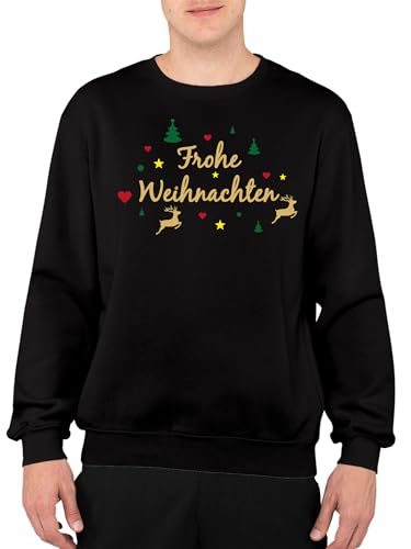 Shirt-Panda Herren Sweatshirt Frohe Weihnachten Rentier Schwarz 5XL