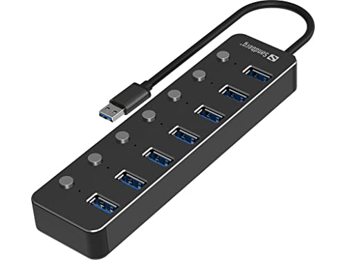 Sandberg USB 3.0 Hub 7 Ports USB 3.0 Hub 7 Ports, USB 3.2, 134-33 (USB 3.0 Hub 7 Ports, USB 3.2 Gen 1 (3.1 Gen 1) Type-A, USB 3.2 Gen 1 (3.1 Gen 1) Type-A, 5000 Mbit/s, Black,)