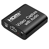 GRACETOP HDMI Capture Card USB, 1080P 60fps HDMI auf USB 2.0 Capture Card für Live-Streaming, Broadcasting, Videoaufzeichnung, kompatibel mit PS3/4, Xbox One & Xbox 360 (HDMI zu USB Mic)