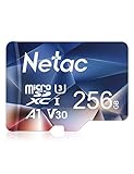 Netac 256GB Speicherkarte，Micro SD Karte(A1, U1, C10, V10, FHD, 600X), TF Memory Card UHS-I bis zu 90/10 MB/s(R/W) für Kameras, Dashcam, Switch und Smartphones