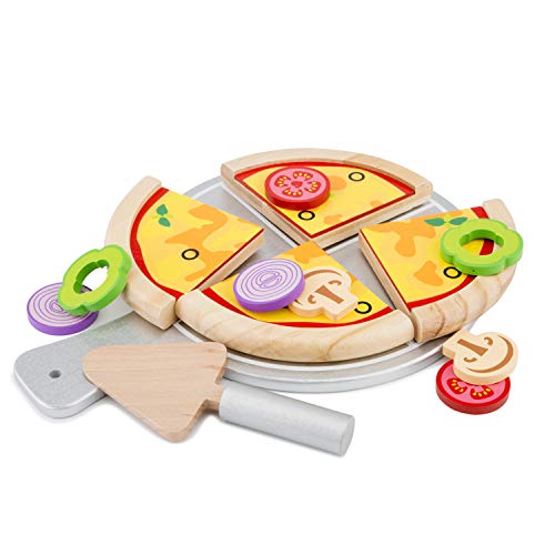 New Classic Toys 10597 The, 14 Parts, Consists of a Serving Pizza Set, Multicolore Color