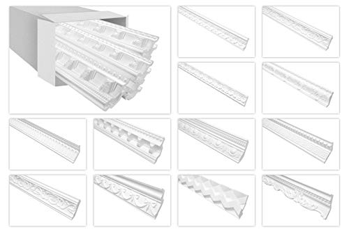 Marbet Deckenleisten weiß Sparpaket aus Styropor EPS - Stuckleisten gemustert, im traditionellen Design - (24 Meter B-22) Styroporleiste Winkelleiste Wandleiste