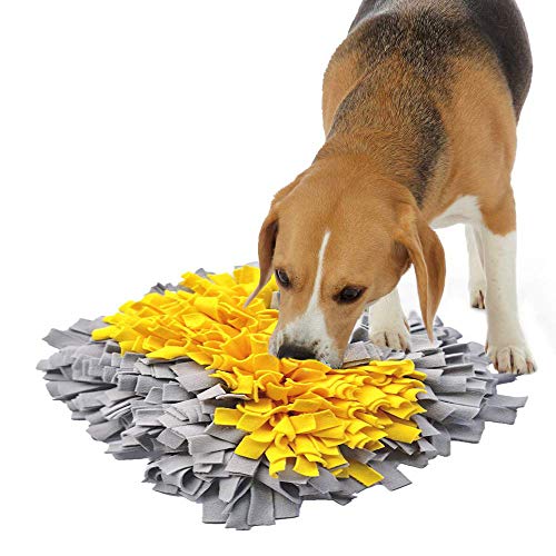 IEUUMLER Schnüffelteppich Hund Riechen Trainieren Schnüffeldecke Futtermatte Trainingsmatte für Haustier Hunde Katzen IE075 (45x45cm, Yellow Bone)