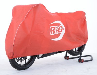 R&G Racing Staubschutz rot mit weißer Paspelierung und Aufdruck