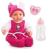 Bayer Design 94682AA Hello Baby Funktionspuppe, spricht, bewegt den Mund, interaktive Puppe, Babypuppe, mit Zubehör, 46 cm, rosa