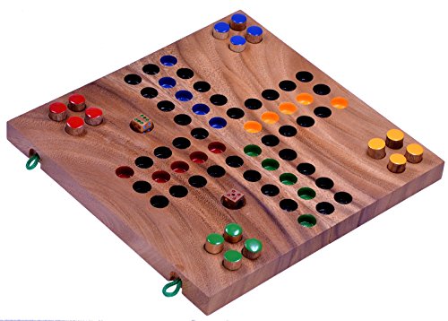 Ludo Gr. L - Würfelspiel - Gesellschaftsspiel - Familienspiel aus Holz mit klappbarem Spielbrett