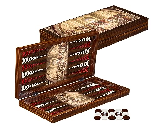 Deluxe Holz Backgammon Set Platon im Format 41x41,5 cm (XL)