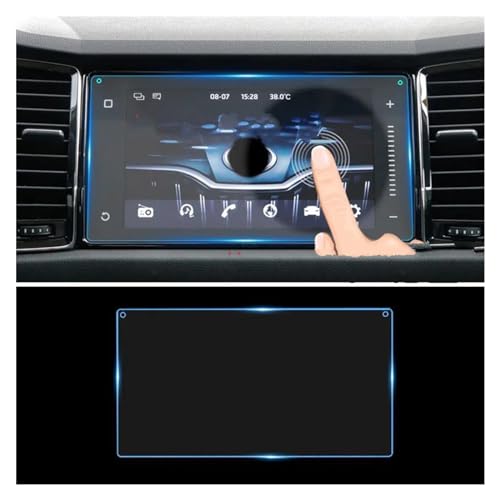 Gehärtetes Glas Auto Navigation Screen Protector Touch Display Film Für Skoda Für Kodiaq Für Karoq 2017 2018 2019 2020 Navigation Schutzfolie (Size : 9inch Upper hole)