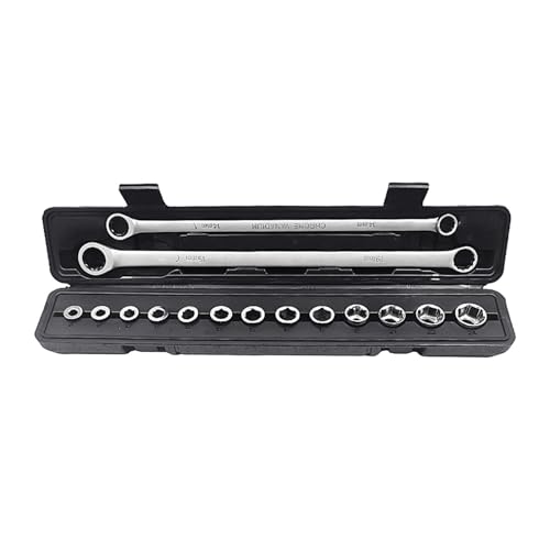 Kingke Schraubenschlüssel, 15-teiliges verstellbares Ratschenschlüssel-Set, Chrom-Vanadium-Stahl, Drehmomentschlüssel-Steckschlüssel-Set für Autoreparatur, Handwerkzeuge (Nr. 2)