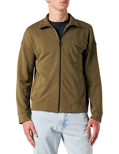 Sisley Men's Jacket 3BMRS5008 Sweatshirt, Military Green 22Y, L