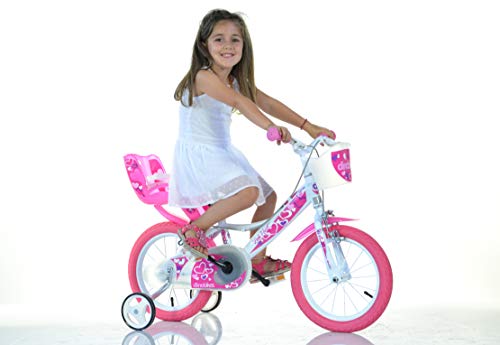 Dinobikes Mädchen Kinderfahrrad weiß 144RN Mädchenfahrrad - 14 Zoll | TÜV geprüft | Original | Kinderrad mit Stützrädern - Das Fahrrad als Geschenk für Mädchen