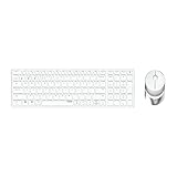 Rapoo 9750M kabelloses Tastatur-Maus Set Wireless Deskset 1600 DPI Sensor wiederaufladbarer Akku flaches Aluminium Design DE-Layout QWERTZ PC & Mac - weiß