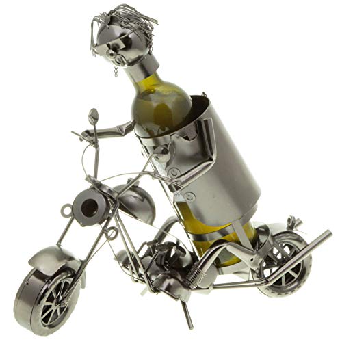 hLine Flaschenhalter Chopper Wein Flaschenständer Motorrad mit Fahrer