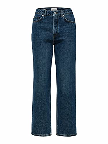 Selected Femme NOS Damen Slfkate Hw Inky W Noos Straight Jeans, Blau (Medium Blue Denim Medium Blue Denim), W30/L32 (Herstellergröße: 30)