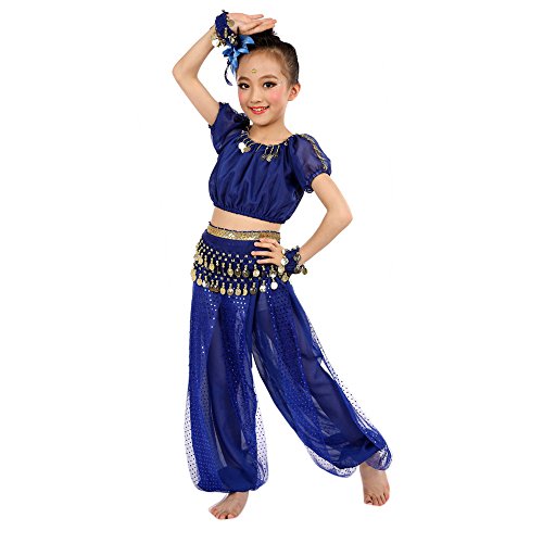 Lazzboy Kostüme Kinder Handgemachte Kinder Mädchen Bauchtanz Bauchtanz Ägypten Tanz Tuch(XL,Blau)