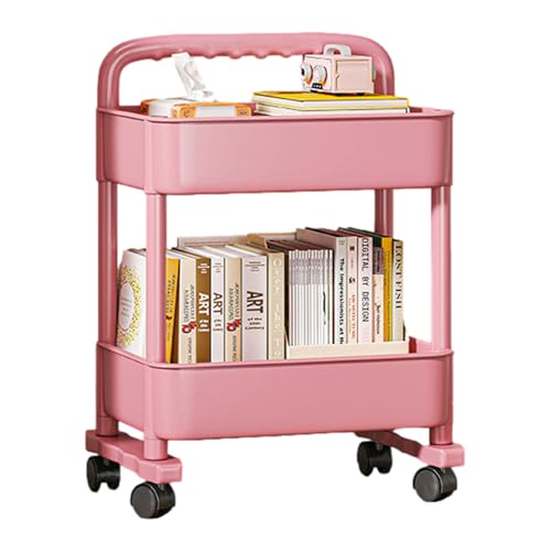 Huaxingda Mobiles Bücherregal - Mobiler Bücherregalwagen - Wiederverwendbarer rollender Aufbewahrungswagen, bewegliches Bücherregal für Küche, Schlafzimmer, Wohnzimmer und Waschküche