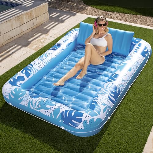 Sloosh XL 216 x 144 cm Extra Große Sonnenbräuner Wanne Pool Aufblasbare Luftmartratze Wassermatratze für Erwachsene, Posen Sonnenbräuner Bräunungsbett Erwachsene Schwimmmatratze