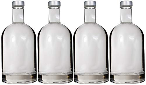 mikken 4X Leere Ginflasche 500 ml Glasflaschen mit Schraubverschluss inkl. Trichter
