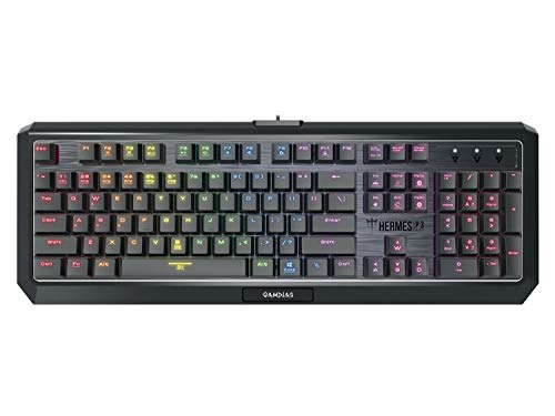 GAMDIAS Hermes P3 Black Mechanische Tastatur USB Gaming 104 Tasten Low Profile RGB Switches Blau Keyboard Hintergrundbeleuchtung UK Layout