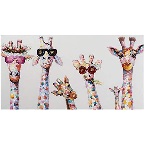 Nativeemie An der Wand Leinwand Gemälde Zusammenfassung Giraffe Familie Graffiti Kunst Poster und Drucke Tiere Bild Home Decoration 70x140cm / 27.6"x55.1 Rahmenlos