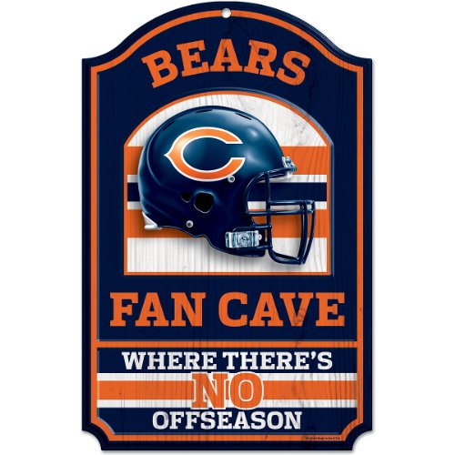 NFL Chicago Bears Fan Cave Wood Sign, 11" x 17"
