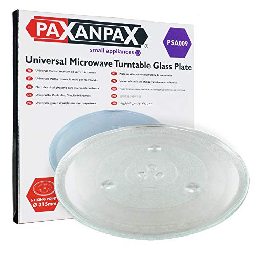 Paxanpax PSA009 Universal-Drehteller für Mikrowelle, Glas, mit 6 Befestigungen (315 mm)