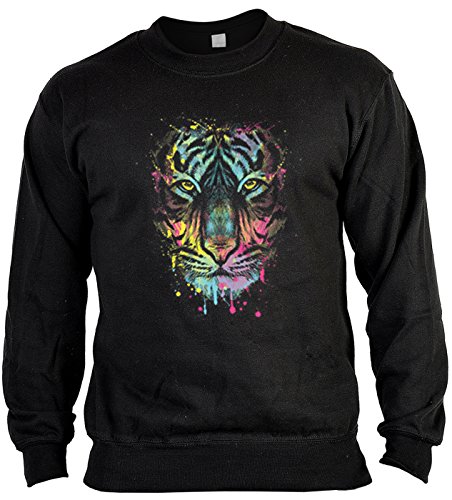 Pop Art Style Sweatshirt Neon Tiger Sweater 4 Heroes Geburtstag Geschenk geil Bedruckt