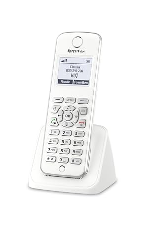 AVM FRITZ!Fon M2 DECT-Komforttelefon, Schnurlos (für FRITZ Box Monochromes Display, HD-Telefonie) deutschsprachige Version, Weiß