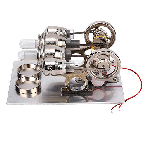 Jadpes Mini-Stirling-Motor Physik-Modell, Vierzylinder-Verbrennungsmotor Mikro-Generator-Motor Dampfmotor-Modell Heißluftstrom-Unterrichtsmodell Geburtstagsgeschenk