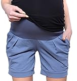 Mija Kurze Umstandsshorts / Umstandshose mit Bauchband für Sommer 1047 (EU44 / XXL, Jeans)