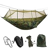 Outdoor Camping Hängematten mit Moskitonetz Tragbare Hängematte Parachute Zelt für zwei Personen 260 * 140 cm-102 * 55in Tragkraft 200 kg L camouflage