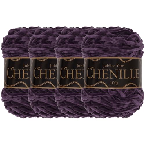 JubileeYarn Chenille-Garn – Kammgewicht – 100 g/Kuchen – Amethyst – 4 Kuchen